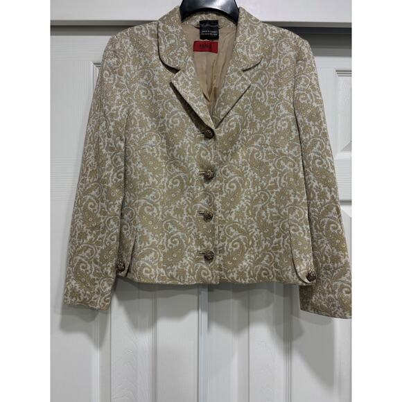 Vintage Y2K Hugo Boss Dress Jacket Womens Small Metallic Jacquard Preppy - Picture 1 of 4